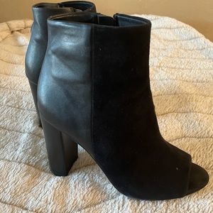 Sam Edelman Black Suede/Leather Peep Toe Booties